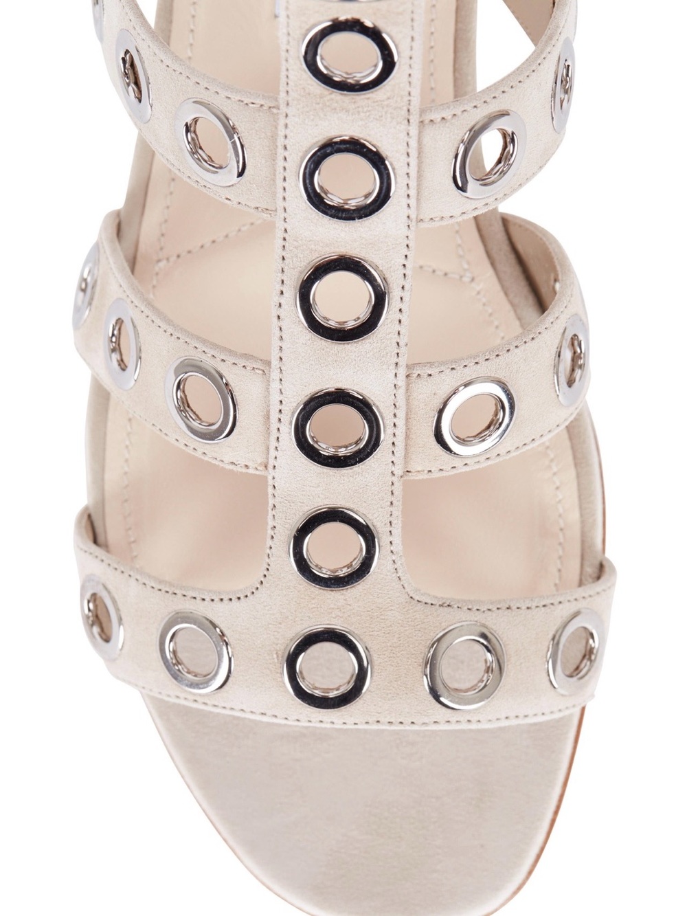 Prada Beige Gladiator Sandals with Silver Eyelets - Picture 5 of 7